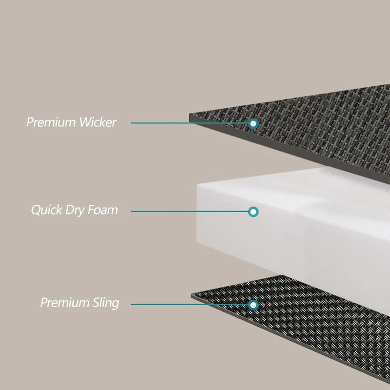 Outdoor 1 Table with Umbrella Hole, 2 Wicker Benches and 2 Armchairs
