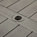 Outdoor 1 Table with Umbrella Hole, 2 Wicker Benches and 2 Armchairs