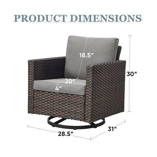 2 Piece Patio Swivel Glider Chairs - Brown