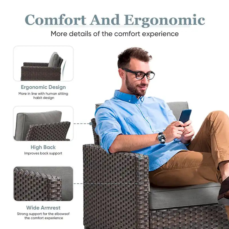 2 Piece Patio Swivel Glider Chairs - Brown