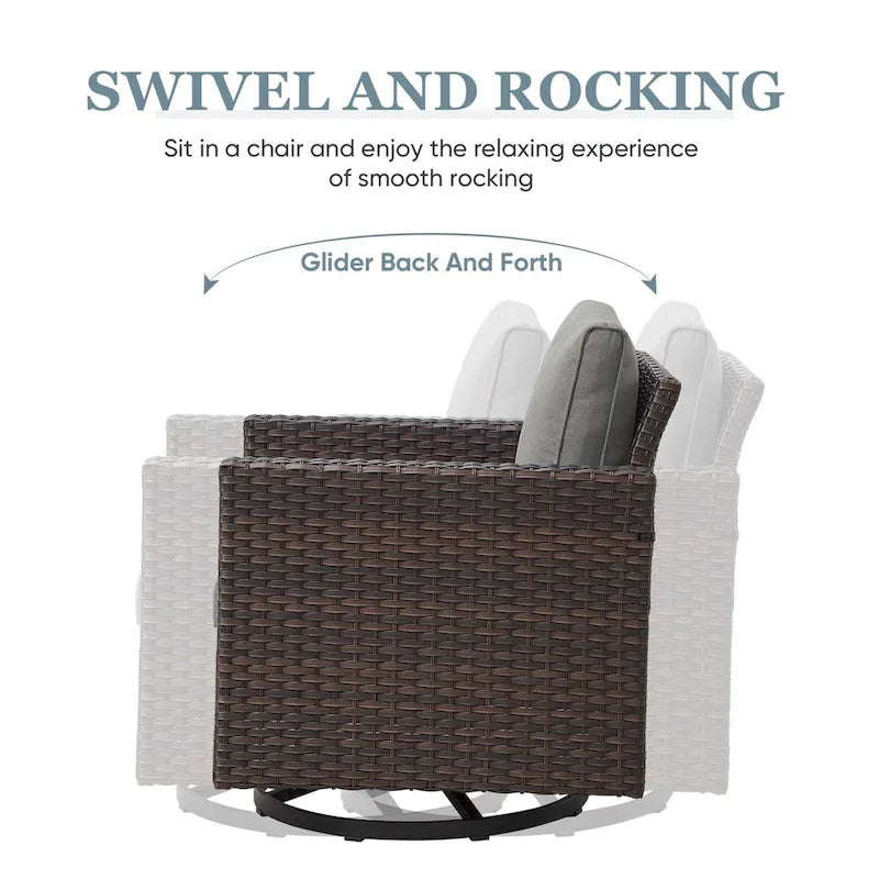 2 Piece Patio Swivel Glider Chairs - Brown