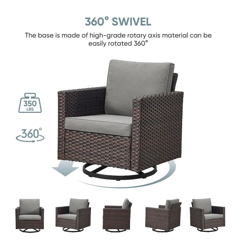 2 Piece Patio Swivel Glider Chairs - Brown