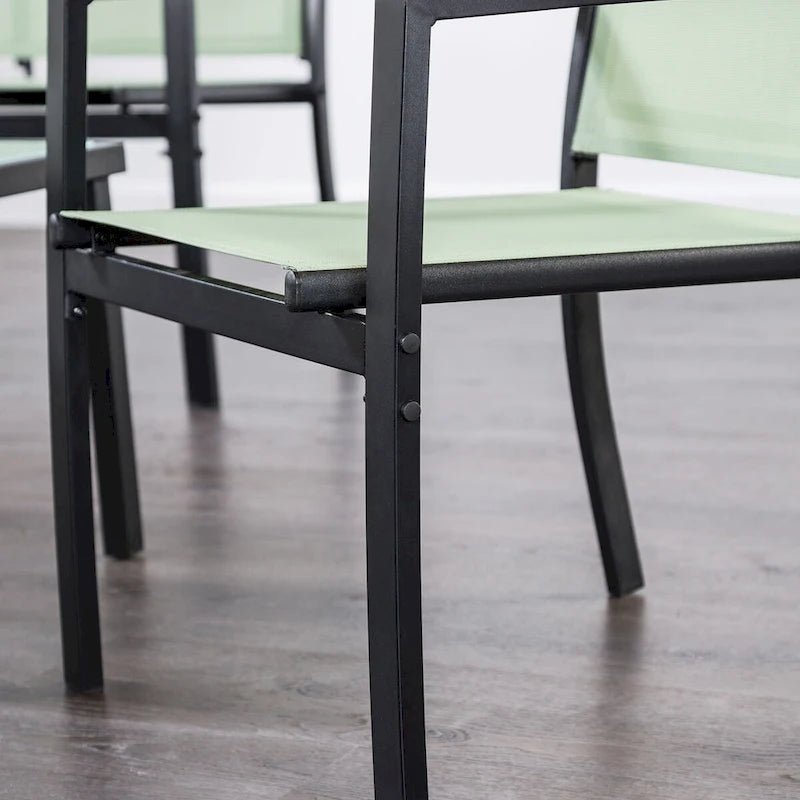 Furniture of America Norm 4-Piece Patio Sling Conversation Set with Frosted Coffee Table