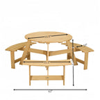63 in. Wood Round Picnic Tables Set with Umbrella Hole and Benches