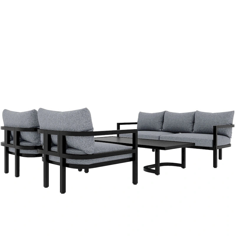 Light Gray Multi-person Outdoor Steel Sofa Set