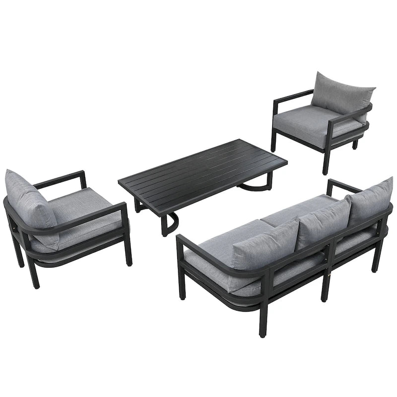 Light Gray Multi-person Outdoor Steel Sofa Set