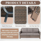 7 Pcs Patio Furniture Set with Chair Ottoman - Brown