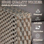 7 Pcs Patio Furniture Set with Chair Ottoman - Brown