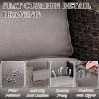 7 Pcs Patio Furniture Set with Chair Ottoman - Brown