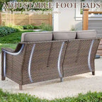 7 Pcs Patio Furniture Set with Chair Ottoman - Brown