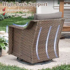 7 Pcs Patio Furniture Set with Chair Ottoman - Brown