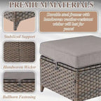 7 Pcs Patio Furniture Set with Chair Ottoman - Brown