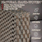 7 Pcs Patio Furniture Set with Chair Ottoman - Brown