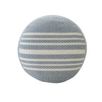 20 Blue Polyester Round Striped Indoor Outdoor Pouf Ottoman