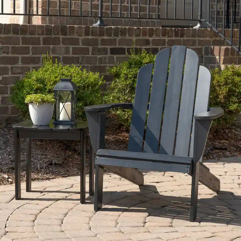 Gavil Black Acacia Wood 2-Piece Adirondack Chair and Table Set