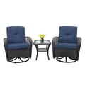3 Pieces Conversation Set with Swivel Chair and Glass Top Side Table