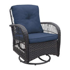 3 Pieces Conversation Set with Swivel Chair and Glass Top Side Table