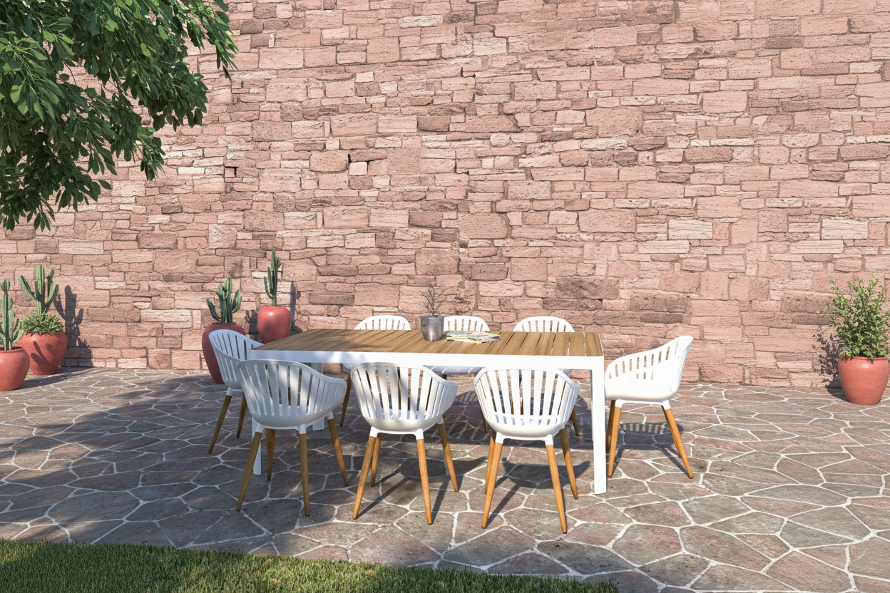 White Outdoor Dining Set Banner